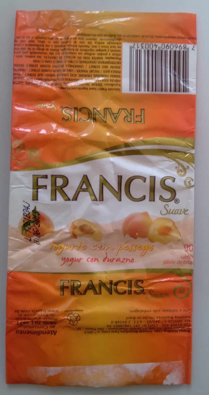 | Casa do Colecionador Embalagem de papel Sabonete Francis Suave 90g / iogurte com pêssegos.
