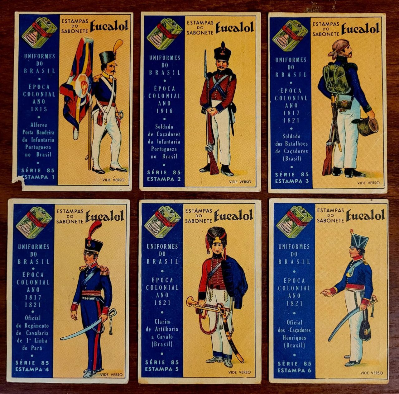 | Casa do Colecionador Estampas Eucalol - Série 85 Completa - Uniformes do Brasil - Época Colonial 1815 (Anos 1930)
