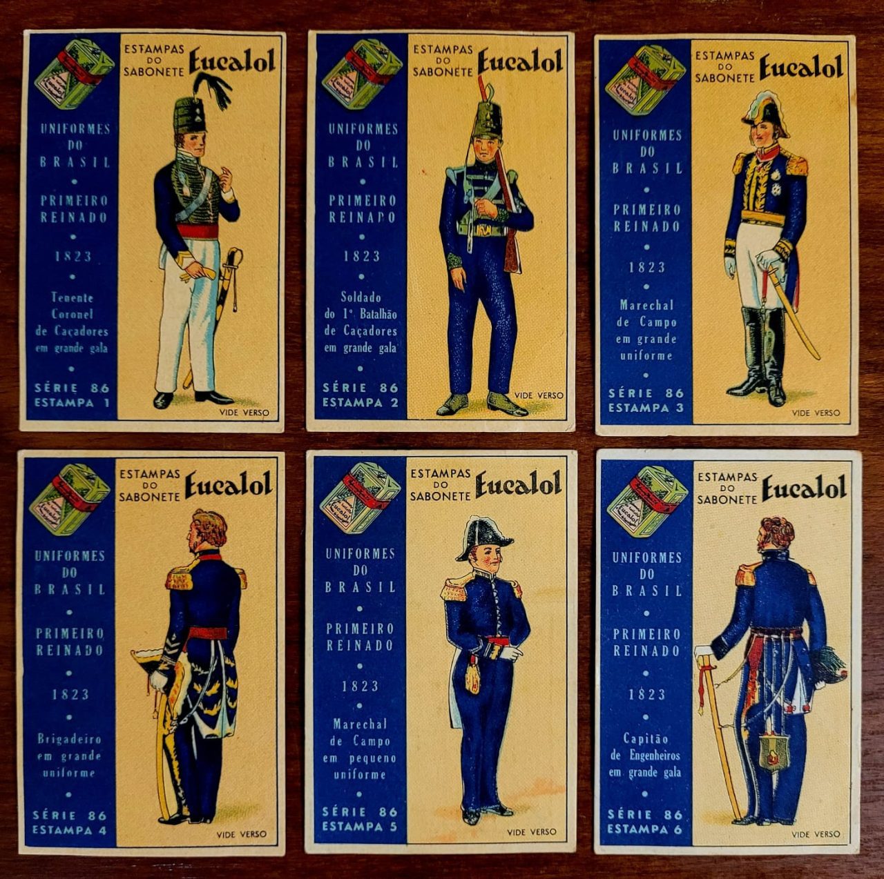 | Casa do Colecionador Estampas Eucalol - Série 86 Completa - Uniformes do Brasil - Primeiro Reinado 1823 (Anos 1930)