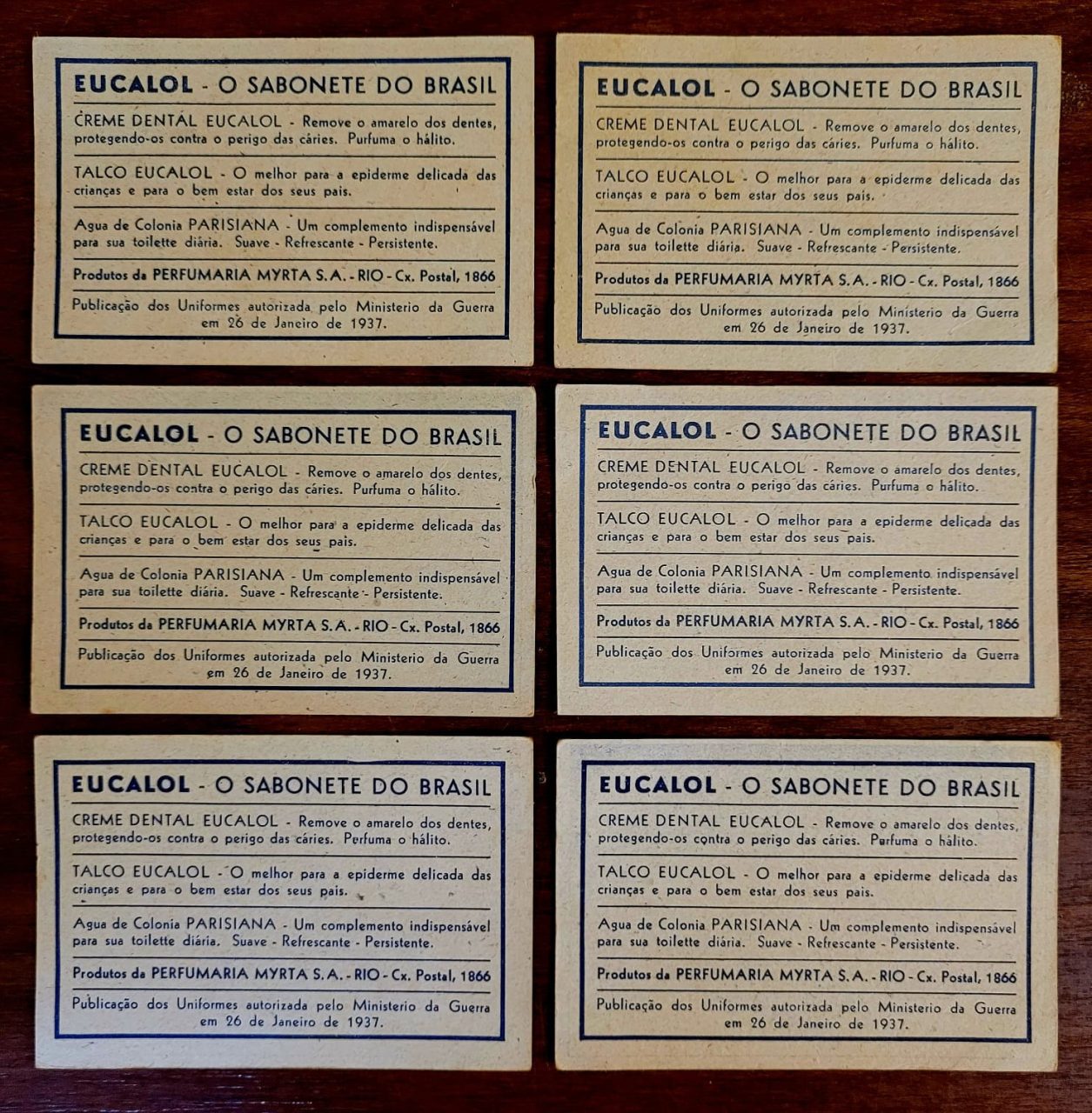 | Casa do Colecionador Estampas Eucalol - Série 86 Completa - Uniformes do Brasil - Primeiro Reinado 1823 (Anos 1930)