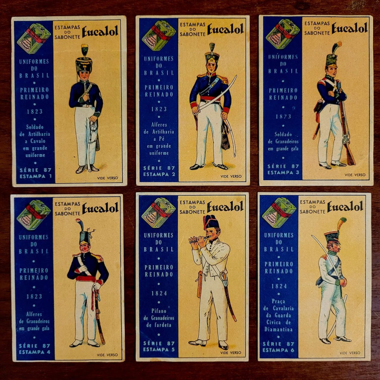 | Casa do Colecionador Estampas Eucalol - Série 87 Completa - Uniformes do Brasil - Primeiro Reinado 1823 (Anos 1930)
