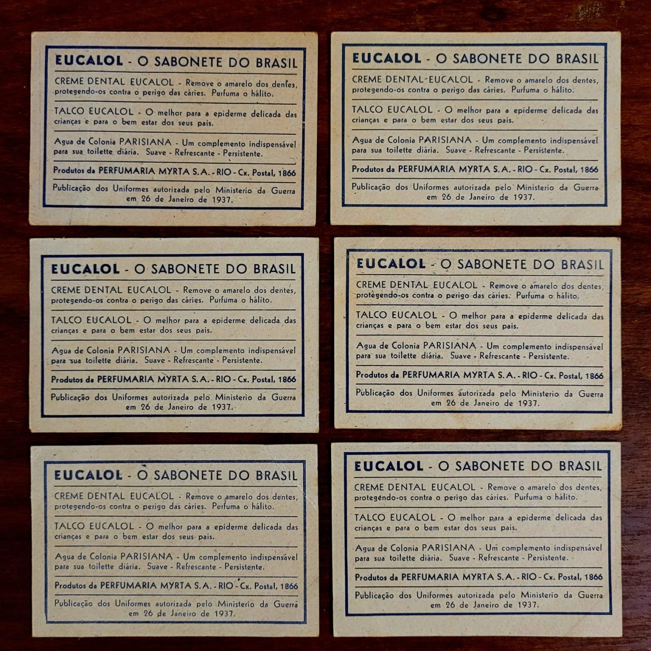 | Casa do Colecionador Estampas Eucalol - Série 87 Completa - Uniformes do Brasil - Primeiro Reinado 1823 (Anos 1930)