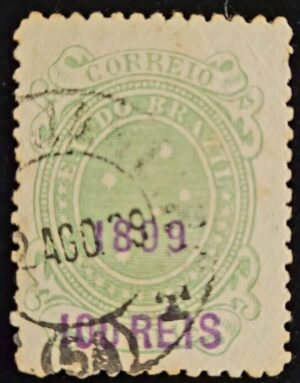 Regulares - RHM 130 (Usado) Cruzeiro do Sul com Novos Valores em Sobrecarga - 100/50 Réis - 25/06/1899 (Selos da República)