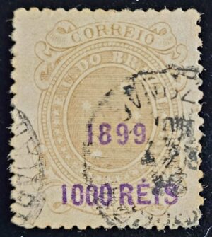 Regulares - RHM 134 (Usado) Cruzeiro do Sul com Novos Valores em Sobrecarga - 1.000/700 Réis - 25/06/1899 (Selos da República)