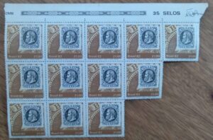 Selo Brasil 1982 / Centenario da emissao D Pedro II cabeça grande / valor cada selo.