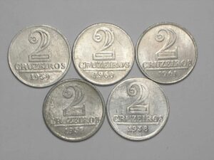 Todas as datas 2 Cruzeiros - 1957/1958/1959/1960/1961 (1957 é data escassa)