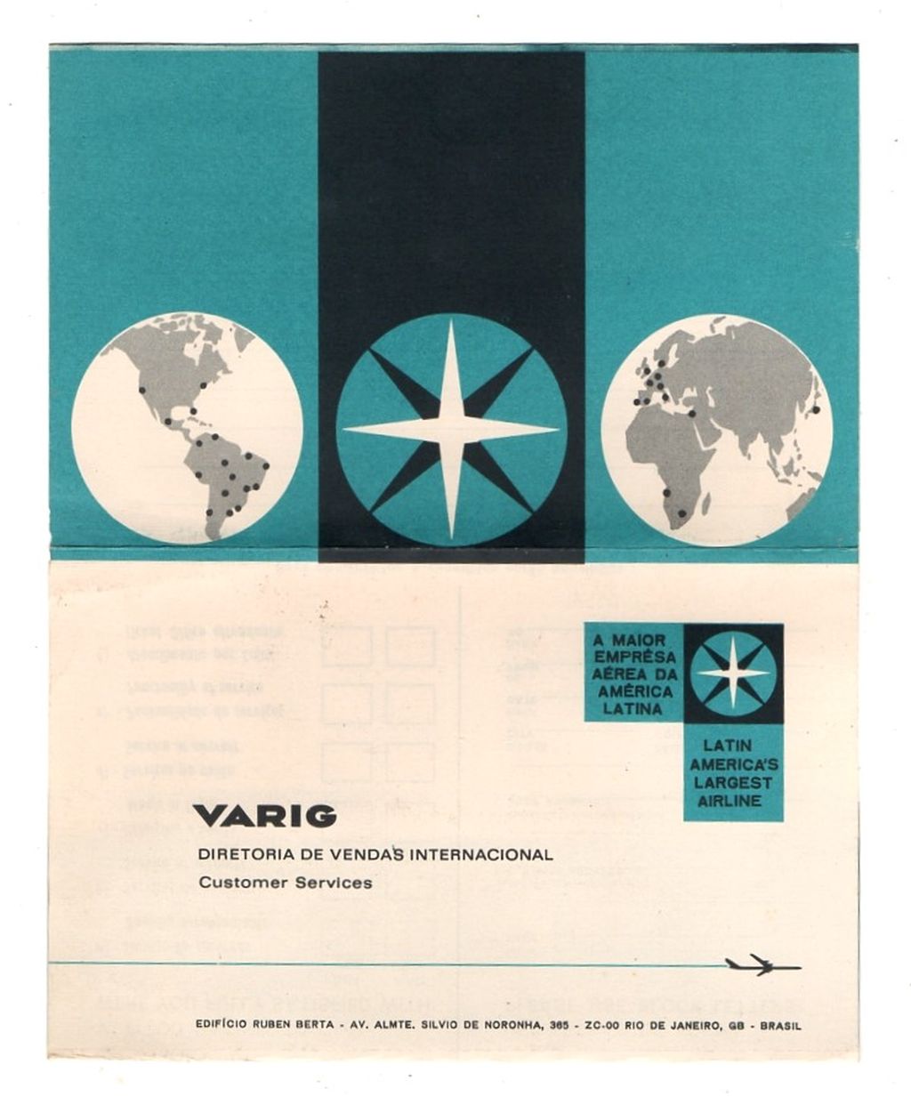 | Casa do Colecionador Varig - Envelope Pesquisa De Satisfação - Pp- VJT - Anos 60