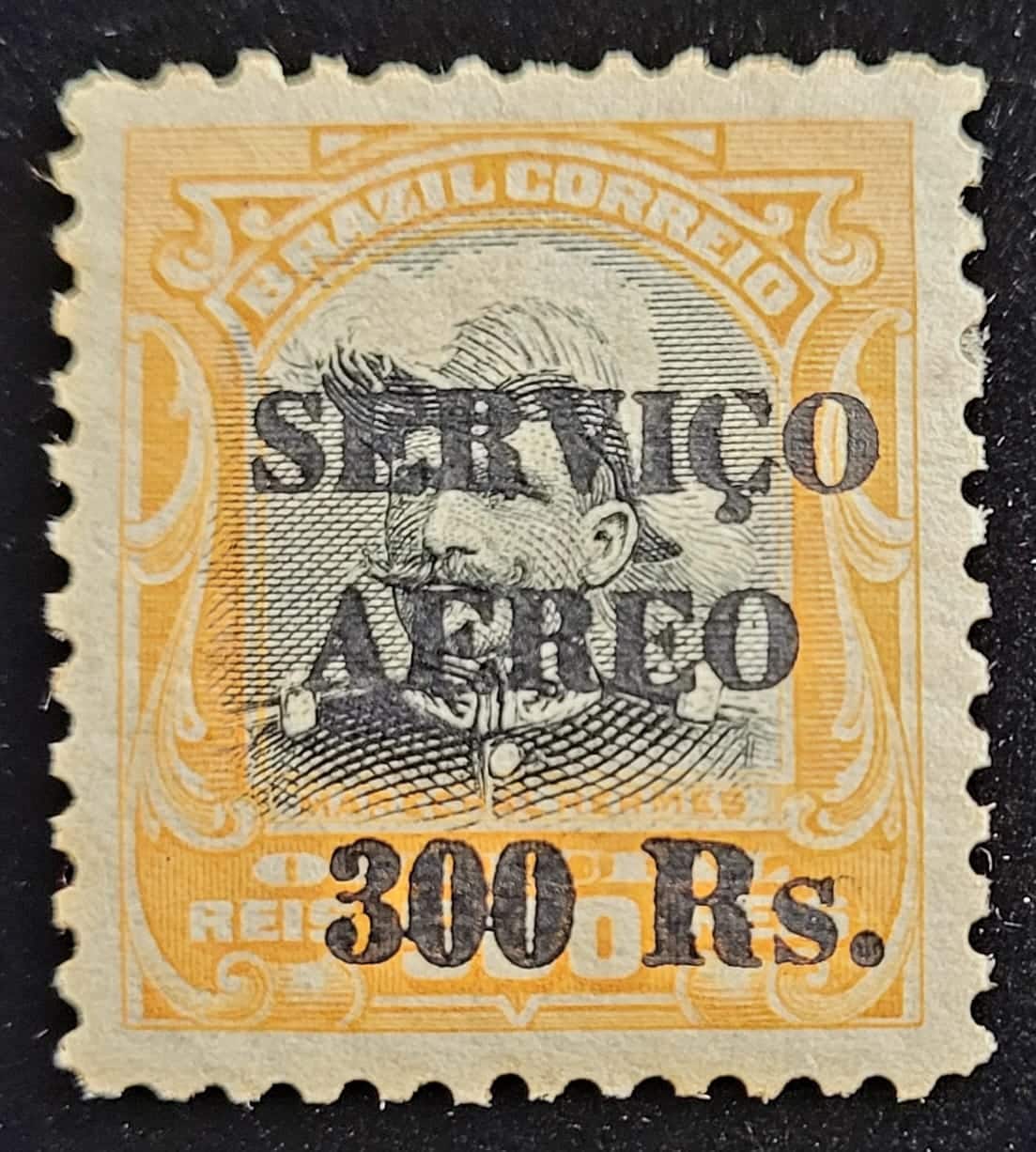 | Casa do Colecionador Aéreos - RHM A005 (Novo) 300 Réis - Selos Oficiais de 1913 - Hermes da Fonseca com Sobrecarga Preta - 28/12/1927 (Selos do Brasil)