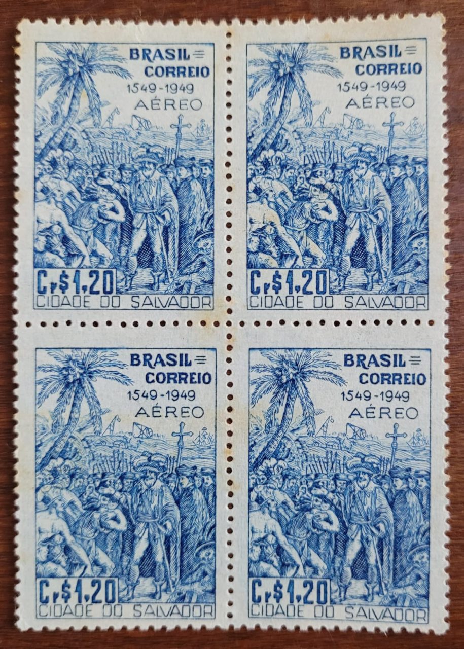 | Casa do Colecionador Aéreos - RHM A072 (Quadra) 4º Centenário da Fundação de Salvador/BA - 29/03/1949 (Selos do Brasil)