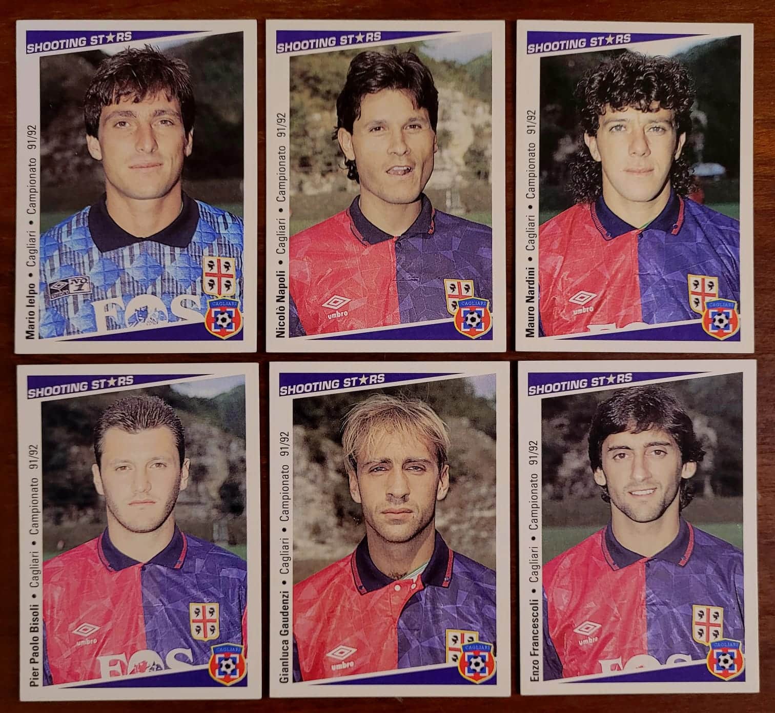 | Casa do Colecionador Card Campeonato Italiano 91/92 - Time Cagliari (Lote com 6 cards) - Shooting Stars