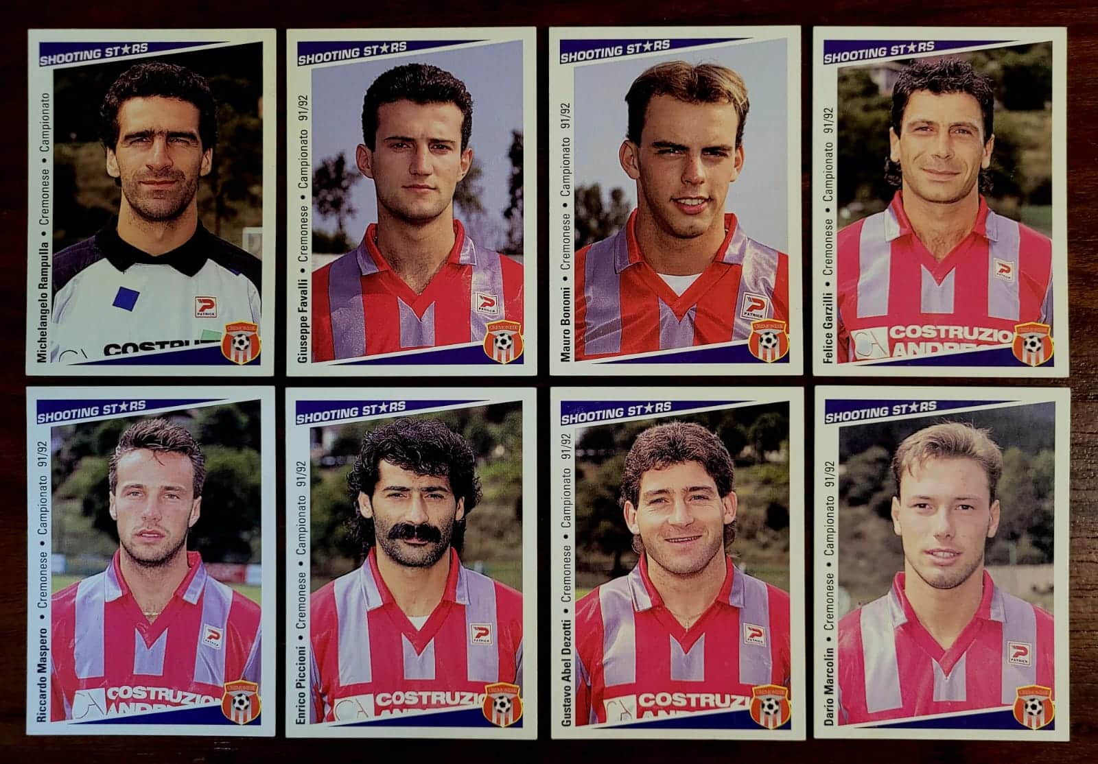 | Casa do Colecionador Card Campeonato Italiano 91/92 - Time Cremonese (Lote com 8 cards) - Shooting Stars