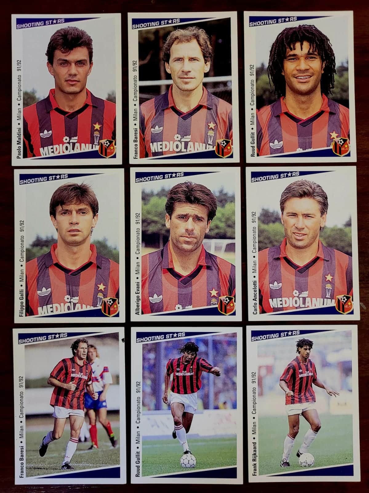 | Casa do Colecionador Card Campeonato Italiano 91/92 - Time Milan (Lote com 9 cards) - Shooting Stars