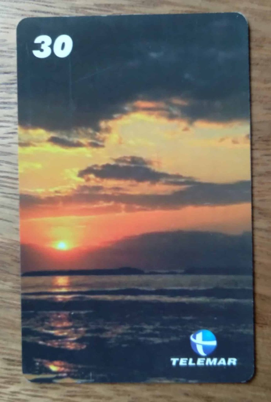 | Casa do Colecionador Cartão Brasil Telemar MG 2001 Indutivo / Frases Bíblicas Por do sol.