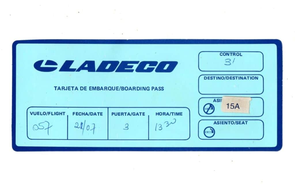 | Casa do Colecionador Cartão De Embarque - Ladeco - Lineas Aereas Del Cobre - Anos 80 - Aviação ( 2 )