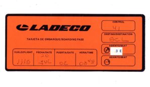 Cartão De Embarque - Ladeco - Lineas Aereas Del Cobre - Anos 80 - Aviação