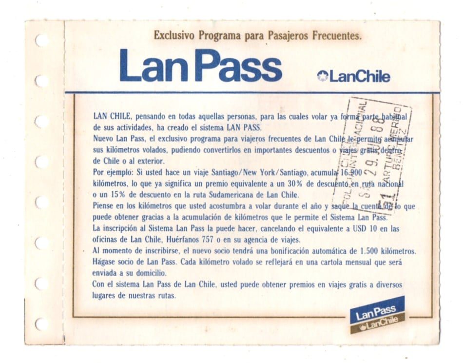 | Casa do Colecionador Cartão De Embarque - Lan Chile - Destino Sao Paulo - Anos 90