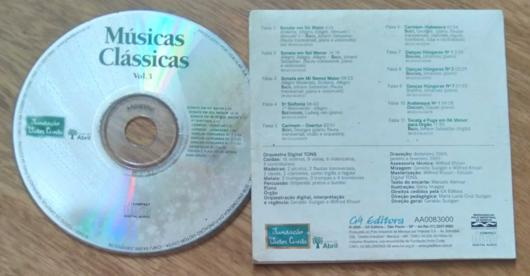 | Casa do Colecionador Cd digipack Músicas Clássicas 3 / Bach Beethoven Bizet Brahms.