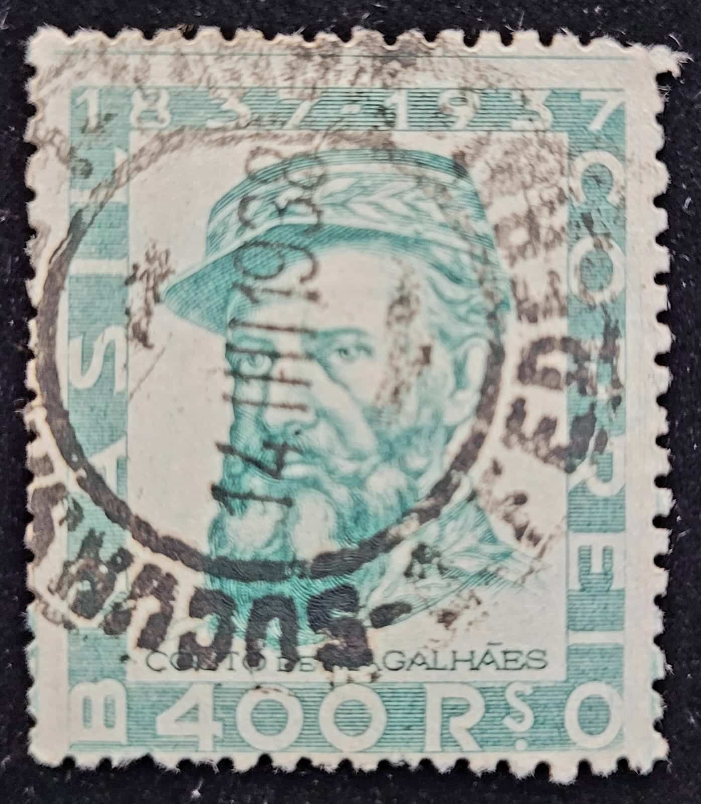 Comemorativos - RHM C0130 (Usado) 400 Réis - Centenário do Nascimento do Brigadeiro José Vieira Couto de Magalhães - 07/03/1938 (Selos do Brasil)