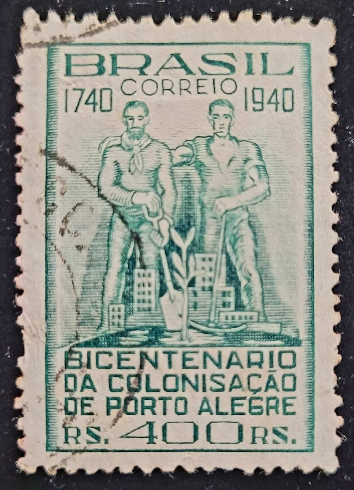 Comemorativos - RHM C0156 (Usado) 400 Réis - Bicentenário da Colonicação de Porto Alegre/RS - 02/11/1940 (Selos do Brasil)
