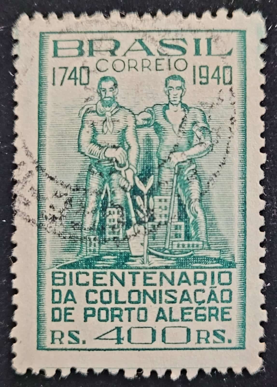 | Casa do Colecionador Comemorativos - RHM C0156 (Usado) 400 Réis - Bicentenário da Colonicação de Porto Alegre/RS - 02/11/1940 (Selos do Brasil)