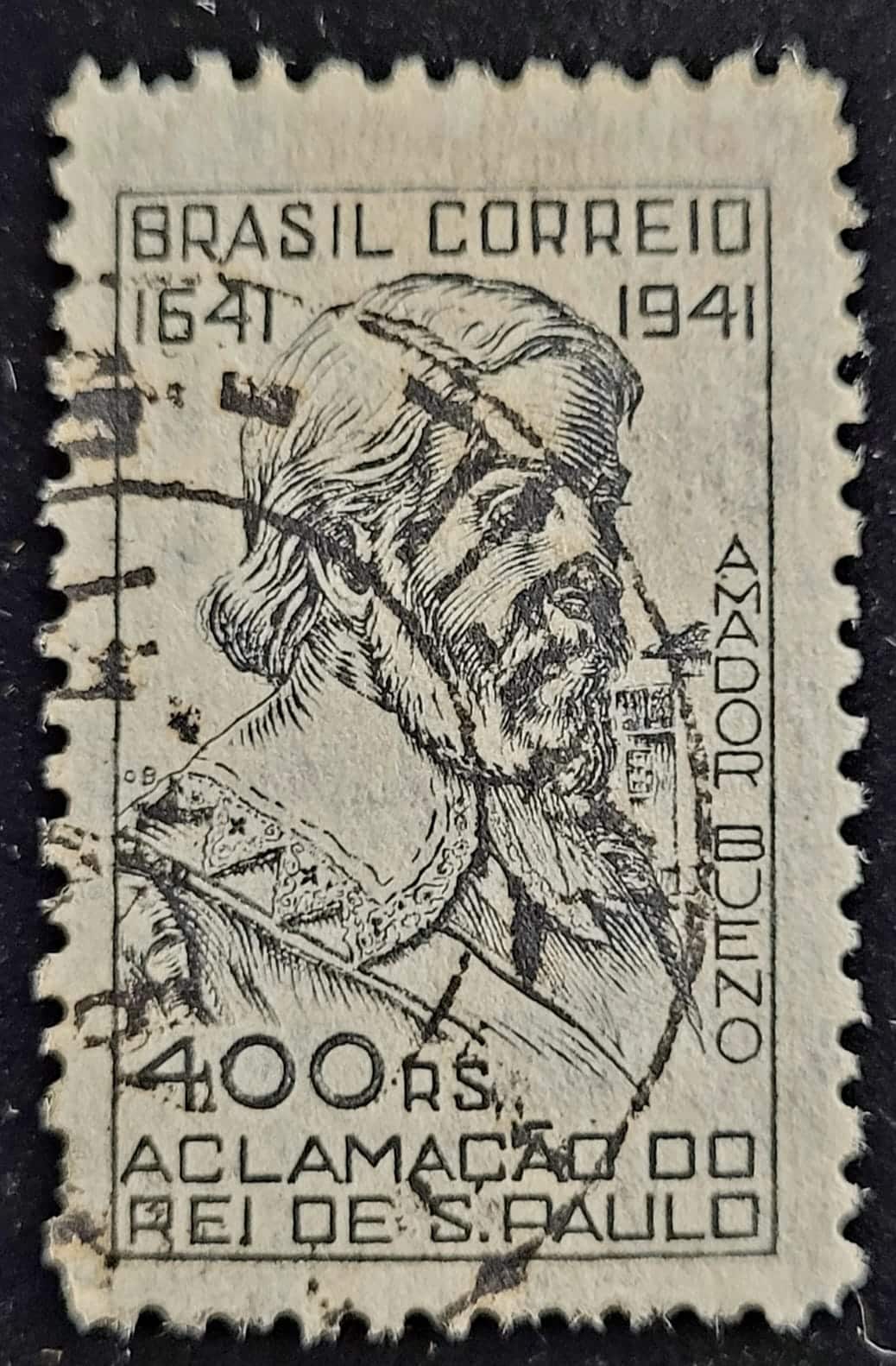 Comemorativos - RHM C0169 (Usado) 400 Réis - Tricentenário da Aclamação de Amador Bueno a Rei de São Paulo - 20/10/1941 (Selos do Brasil)