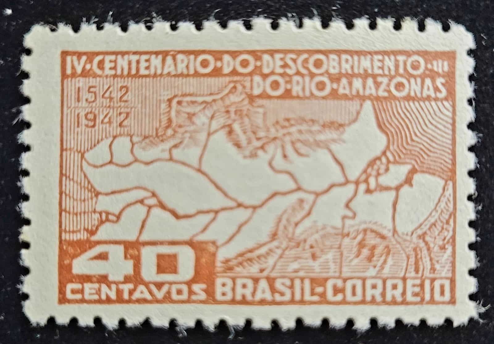 | Casa do Colecionador Comemorativos - RHM C0178 (Novo com Goma - Mint) 40 Centavos - 4º Centenário do Descobrimento do Rio Amazonas - 19/03/1943 (Selos do Brasil)
