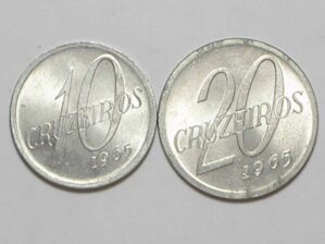 Conjunto 10 e 20 Cruzeiros - 1965 / Na qualidade Flor de cunho