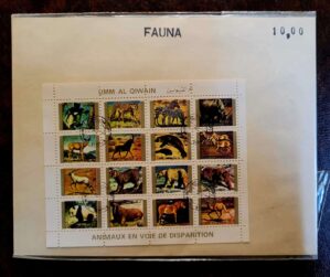 Emirados Árabes Unidos (Umm Al Qiwain) SW Nº 1447 a 1462 - Bloco - Animais em Perigo de Extinção (Aéreos) Usado - 1972 - Selos