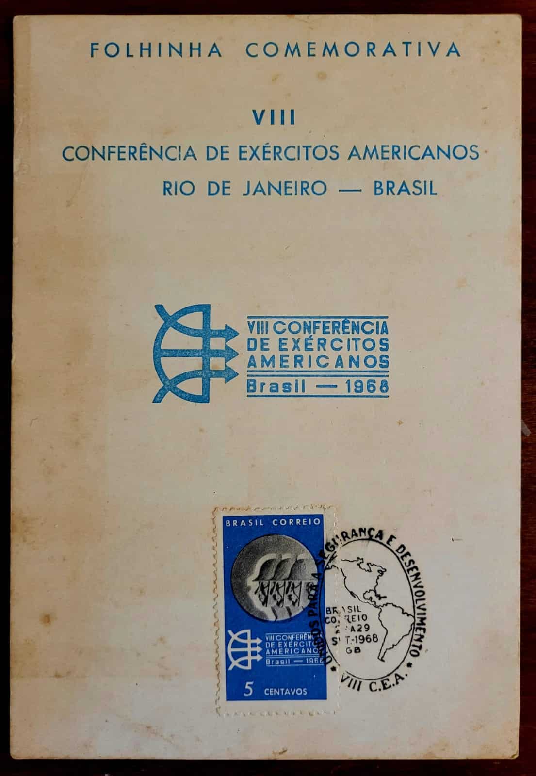 | Casa do Colecionador Folhinha Comemorativa - VIII Conferência de Exércitos Americanos - Rio de Janeiro - Brasil - 1968