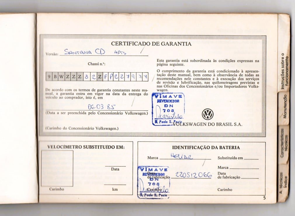 | Casa do Colecionador Manual do Proprietario VW Santana 1985