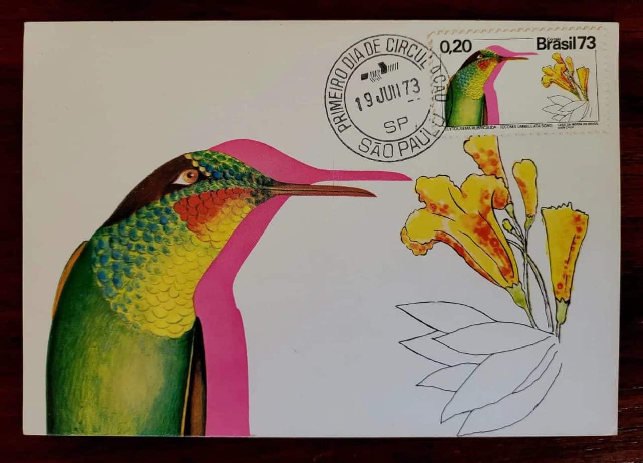 | Casa do Colecionador Máximo Postal - RHM MAX-4 - Selo C783 - Flora e Fauna - Ipê e Beija Flor - 19/06/1973