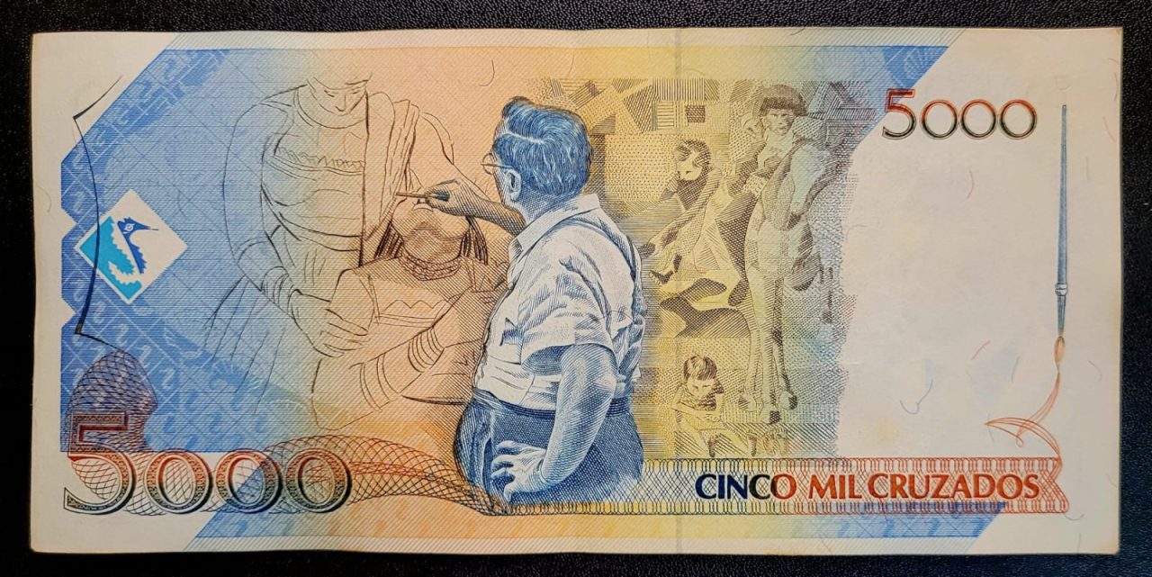 | Casa do Colecionador 5.000 (Cinco Mil Cruzados) com Carimbo de 5 Cruzados Novos - Cédula C200 MBC/SOB (Ano 1989)