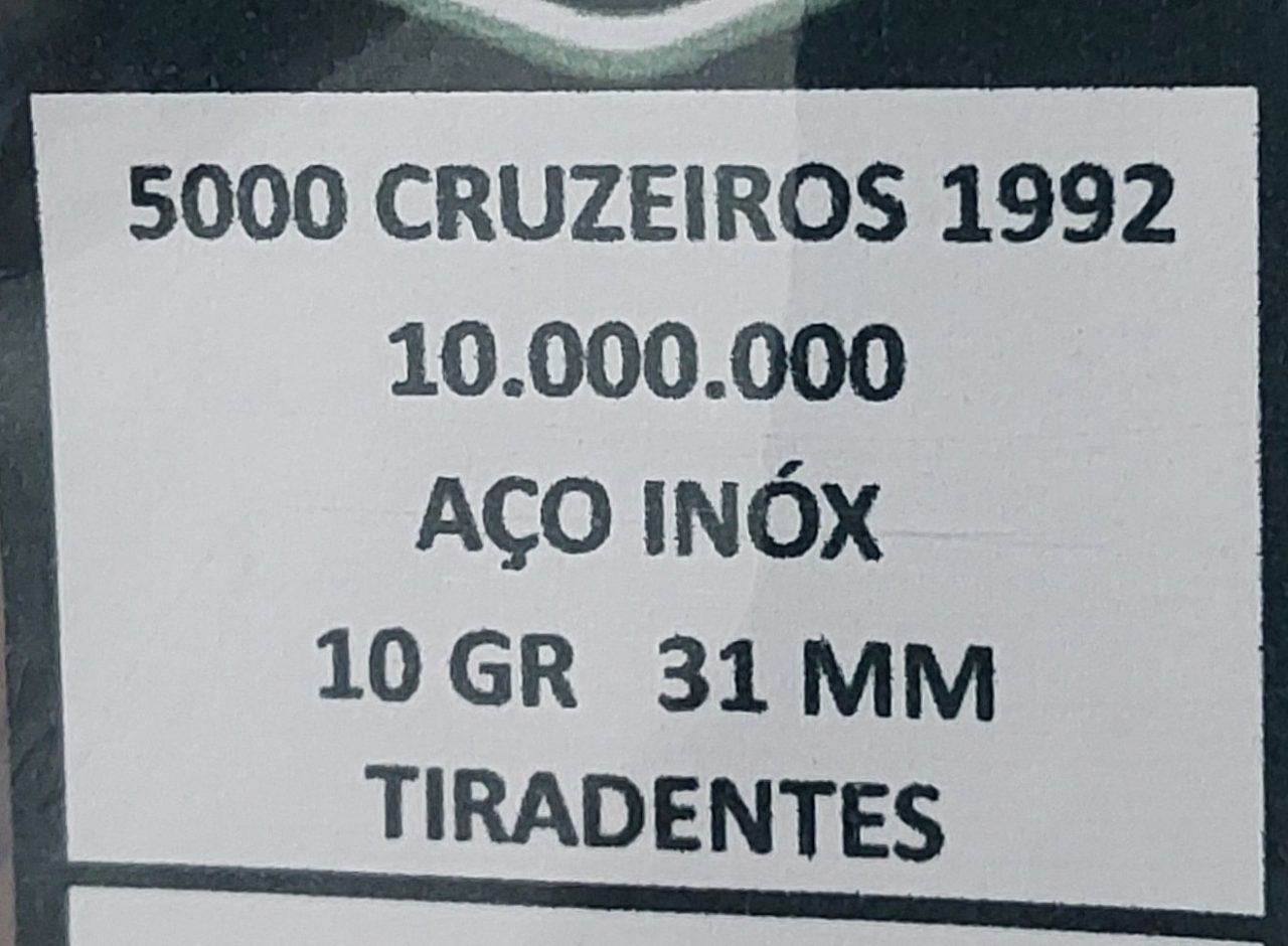| Casa do Colecionador 5000 Cruzeiros 1992 Tiradentes