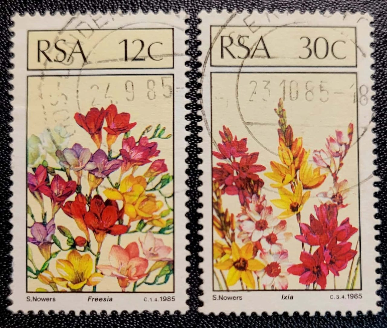 | Casa do Colecionador África do Sul - SW Nº 0712 a 0714 - Florais Emigrantes (Série Completa) 23/08/1985 - Selos Usados