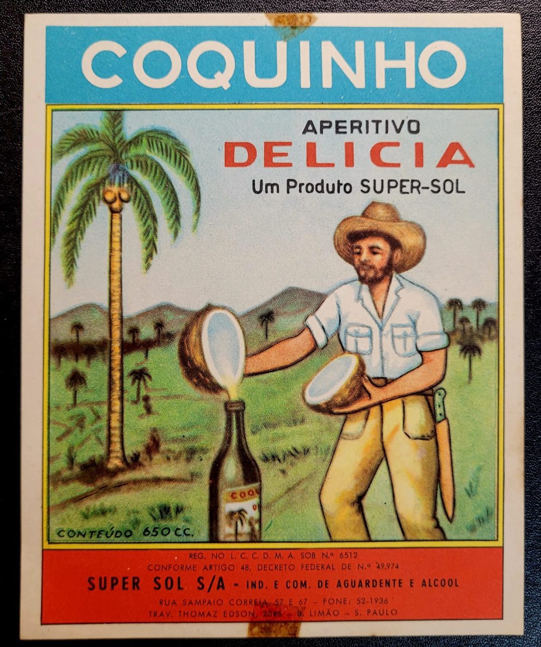 | Casa do Colecionador Antigo Rótulo de Bebida Alcóolica - Coquinho - Limão/SP