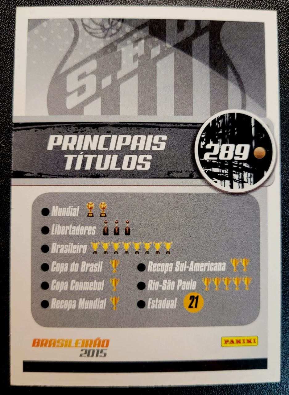 | Casa do Colecionador Card Brasileirão 2015 - Nº 289 - Escudo do Santos Futebol Clube