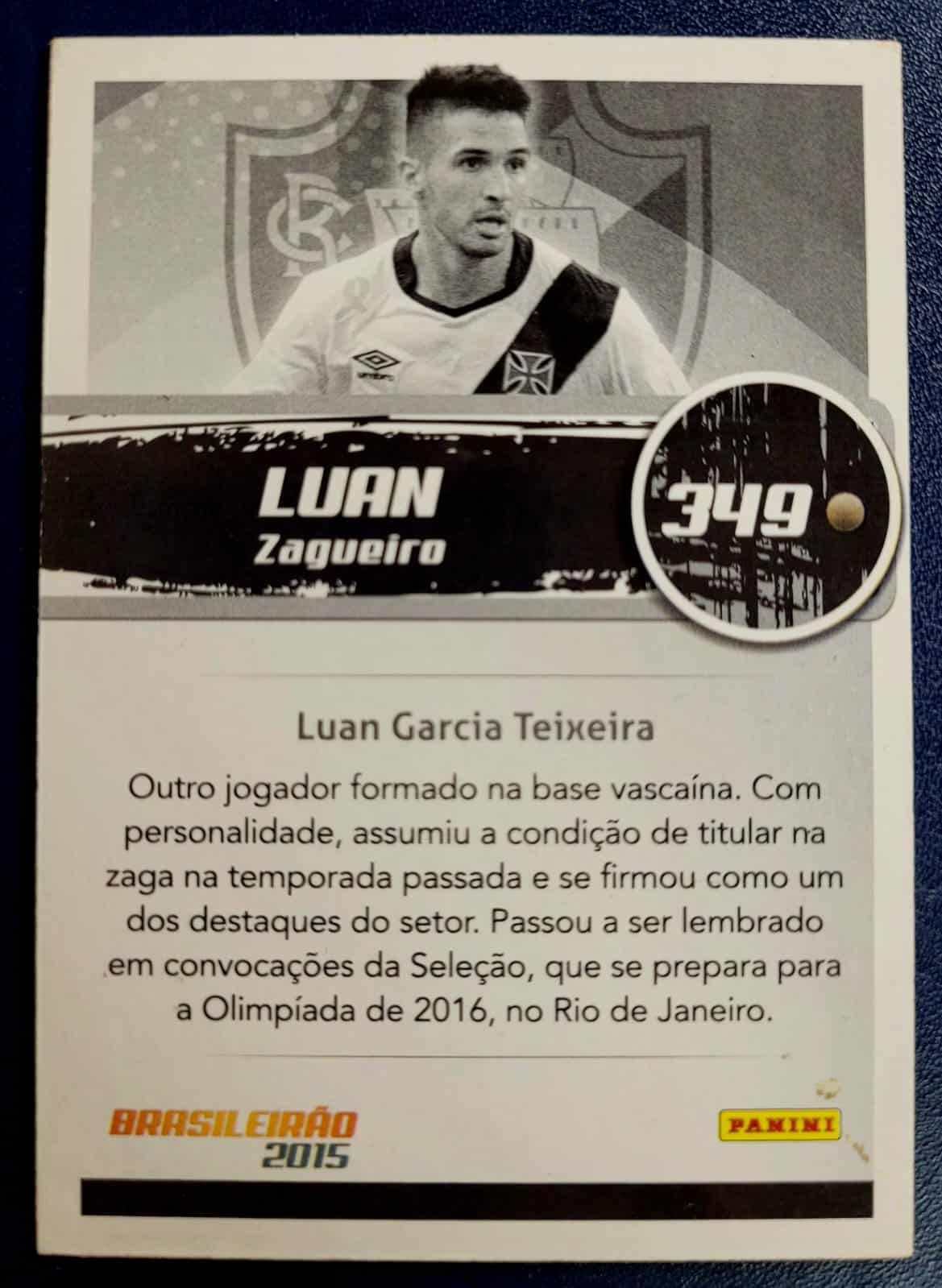 | Casa do Colecionador Card Brasileirão 2015 - Nº 349 - Luan - Vasco da Gama