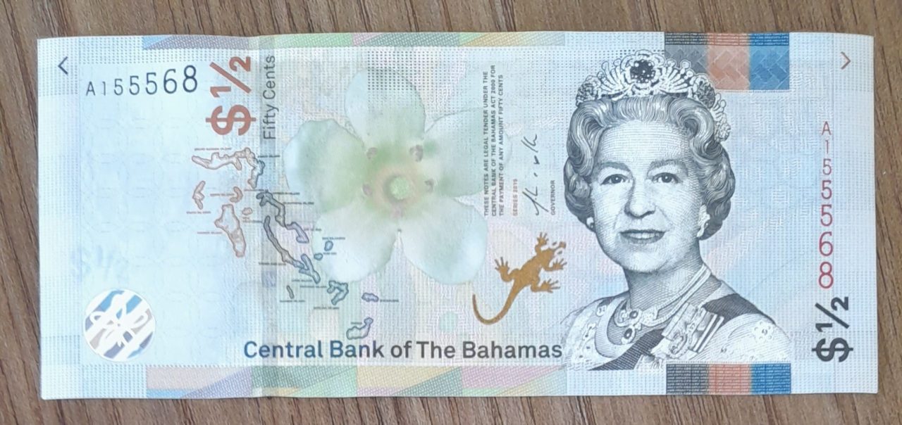 | Casa do Colecionador Cedula Bahamas 1 2 Dolar Rainha Flor De Estampa 2