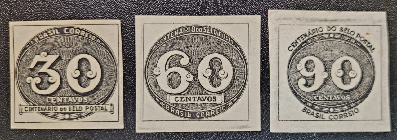 | Casa do Colecionador Comemorativos - RHM C0180 a C0182 (Novos) Série Completa - Centenário do Selo Brasileiro - 01/08/1943 (Selos do Brasil)