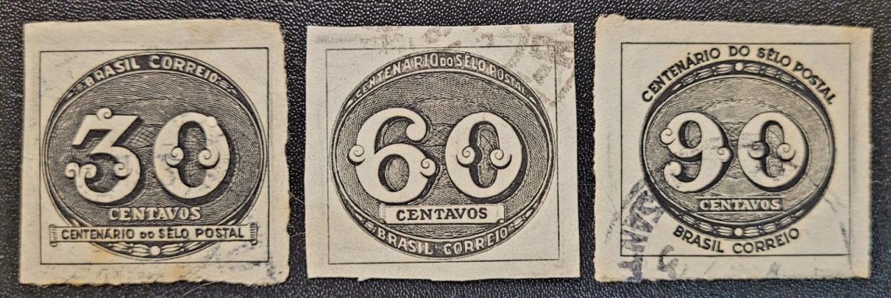 | Casa do Colecionador Comemorativos - RHM C0180 a C0182 (Usados) Série Completa - Centenário do Selo Brasileiro - 01/08/1943 (Selos do Brasil)