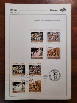 Edital Correios 1983 - Nº 01 - Selos RHM C1305 a C1308 - Carnaval Brasileiro - 20/02/1983