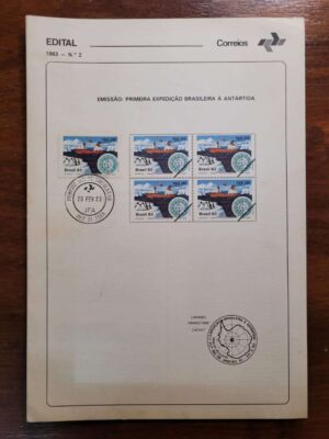 Edital Correios 1983 - Nº 02 - Selo RHM C1309 - Primeira Expedição Brasileira à Antártida - 20/02/1983