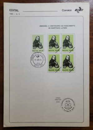 Edital Correios 1983 - Nº 05 - Selo RHM C1312 - V Centenário do Nascimento de Martinho Lutero - 18/04/1983