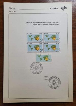 Edital Correios 1983 - Nº 09 - Selo RHM C1319 - 30º Aniversário da Criação do Conselho de Cooperação Aduaneira - 05/05/1983