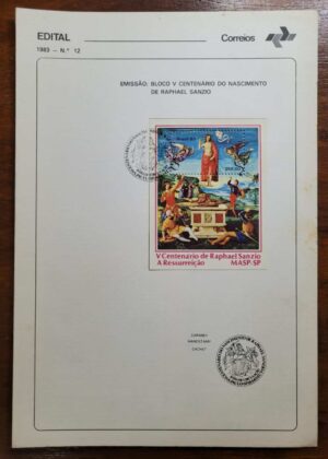 Edital Correios 1983 - Nº 12 - Bloco RHM B56 - V Centenário do Nascimento de Raphael Sanzio - 25/05/1983