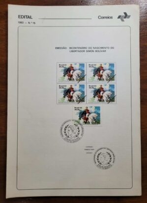 Edital Correios 1983 - Nº 15 - Selo RHM C1331 - Bicentenário do Nascimento do Libertador Simón Bolívar - 24/07/1983