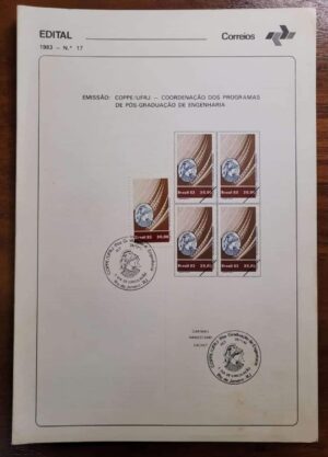 Edital Correios 1983 - Nº 17 - Selo RHM C1334 - COPPE/UFRJ - Coordenação dos Programas de Pós Graduação de Engenharia - 28/07/1983