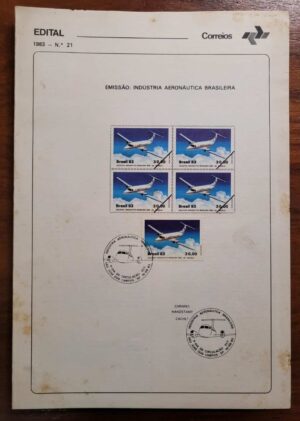 Edital Correios 1983 - Nº 21 - Selo RHM C1347 - Indústria Aeronáutica Brasileira - 19/08/1983