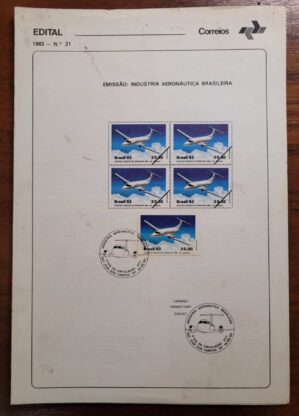 Edital Correios 1983 - Nº 21 - Selo RHM C1347 - Indústria Aeronáutica Brasileira - 19/08/1983