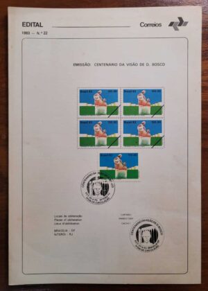 Edital Correios 1983 - Nº 22 - Selo RHM C1348 - Centenário da Visão de D. Bosco - 30/08/1983